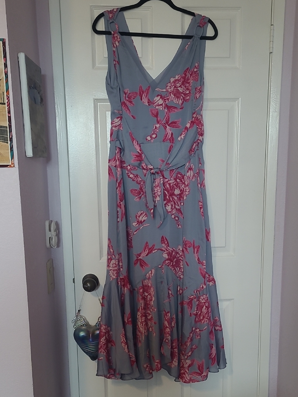 White House Black Market Maxi Dress with Pink Floral Print